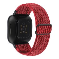Fitbit Versa 3/4 &amp; Sense 1/2 Nylon loop bandje - Rood