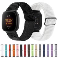 Fitbit Versa 3/4 &amp; Sense 1/2 Nylon loop bandje - Zwart