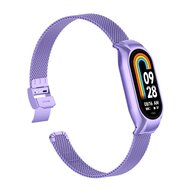 Milanese bandje met case - Lila - Xiaomi Smart Band 8 / 9 / 10