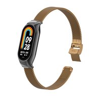 Milanese bandje met case - Bruin - Xiaomi Smart Band 8 / 9 / 10
