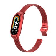 Milanese bandje met case - Rood - Xiaomi Smart Band 8 / 9 / 10