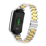 Metalen schakelband met case - Zilver met goud - Xiaomi Smart band 7 Pro
