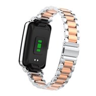 Metalen schakelband met case - Zilver met ros&eacute; goud - Xiaomi Smart band 7 Pro