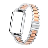 Metalen schakelband met case - Zilver met ros&eacute; goud - Xiaomi Smart band 7 Pro