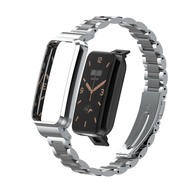 Metalen schakelband met case - Zilver met zwart - Xiaomi Smart band 7 Pro