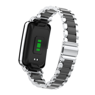 Metalen schakelband met case - Zilver met zwart - Xiaomi Smart band 7 Pro
