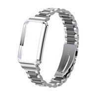 Metalen schakelband met case - Zilver met zwart - Xiaomi Smart band 7 Pro