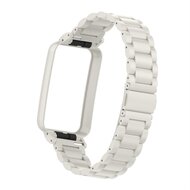 Metalen schakelband met case - Wit - Xiaomi Smart band 7 Pro