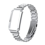 Metalen schakelband met case - Zilver - Xiaomi Smart band 7 Pro