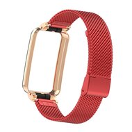 Milanese bandje met case - Rood - Xiaomi Smart band 7 Pro