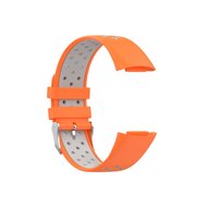 FitBit Charge 5 &amp; 6 Sportbandje met gesp - Oranje / grijs - Tweekleurig - Maat: L