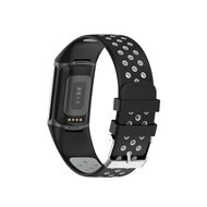 FitBit Charge 5 &amp; 6 Sportbandje met gesp - Zwart / grijs - Tweekleurig - Maat: L