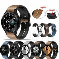2 in 1 siliconen/ leren bandje - Blauw - Samsung Galaxy Watch 6 - 40mm &amp; 44mm