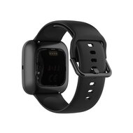 Fitbit Versa 1 / 2 &amp; Lite siliconen sportbandje met gespsluiting - Zwart - Maat: Small