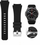 Siliconen sportbandje - Zwart - Geschikt voor Samsung Galaxy Watch 3 (45mm) - Galaxy Watch 46mm - Samsung Gear S3 Classic &amp; Frontier