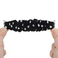 Elastisch scrunchie nylon bandje - Zwart met witte stippen - Geschikt voor Apple Watch 38mm / 40mm / 41mm / 42mm