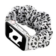 Elastisch scrunchie nylon bandje - Wit / zwart - Geschikt voor Apple Watch 38mm / 40mm / 41mm / 42mm