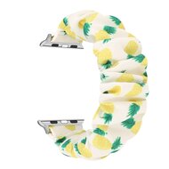 Elastisch scrunchie nylon bandje - Ananasprint - Geschikt voor Apple Watch 38mm / 40mm / 41mm / 42mm