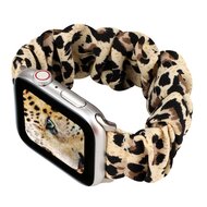 Elastisch scrunchie nylon bandje - Panterprint - Geschikt voor Apple Watch 38mm / 40mm / 41mm / 42mm