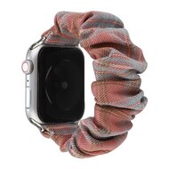 Elastisch scrunchie nylon bandje - Lichtrood / blauw - Geschikt voor Apple Watch 38mm / 40mm / 41mm / 42mm