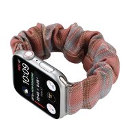 Elastisch scrunchie nylon bandje - Lichtrood / blauw - Geschikt voor Apple Watch 38mm / 40mm / 41mm / 42mm