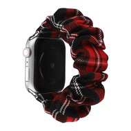 Elastisch scrunchie nylon bandje - Rood / Zwart - Geschikt voor Apple Watch 38mm / 40mm / 41mm / 42mm