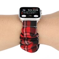 Elastisch scrunchie nylon bandje - Rood / Zwart - Geschikt voor Apple Watch 38mm / 40mm / 41mm / 42mm