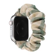 Elastisch scrunchie nylon bandje - Khaki / Groen - Geschikt voor Apple Watch 38mm / 40mm / 41mm / 42mm