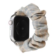 Elastisch scrunchie nylon bandje - Khaki / Lichtblauw - Geschikt voor Apple Watch 38mm / 40mm / 41mm / 42mm