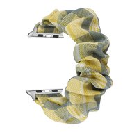 Elastisch scrunchie nylon bandje - Geel / Blauw - Geschikt voor Apple Watch 38mm / 40mm / 41mm / 42mm