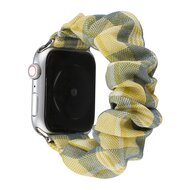 Elastisch scrunchie nylon bandje - Geel / Blauw - Geschikt voor Apple Watch 38mm / 40mm / 41mm / 42mm