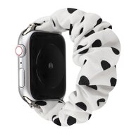 Elastisch scrunchie nylon bandje - Zwarte stippen - Geschikt voor Apple Watch 44mm / 45mm&nbsp;/ 46mm / 49mm