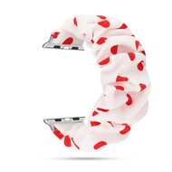 Elastisch scrunchie nylon bandje - Rode stippen - Geschikt voor Apple Watch 44mm / 45mm&nbsp;/ 46mm / 49mm