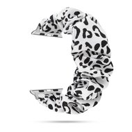 Elastisch scrunchie nylon bandje - Wit / zwart - Geschikt voor Apple Watch 44mm / 45mm&nbsp;/ 46mm / 49mm