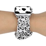 Elastisch scrunchie nylon bandje - Wit / zwart - Geschikt voor Apple Watch 44mm / 45mm&nbsp;/ 46mm / 49mm