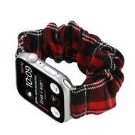 Elastisch scrunchie nylon bandje - Rood / Zwart - Geschikt voor Apple Watch 44mm / 45mm&nbsp;/ 46mm / 49mm