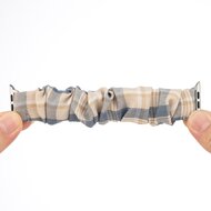 Elastisch scrunchie nylon bandje - Khaki / Donkerblauw - Geschikt voor Apple Watch 44mm / 45mm&nbsp;/ 46mm / 49mm