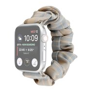 Elastisch scrunchie nylon bandje - Khaki / Lichtblauw - Geschikt voor Apple Watch 44mm / 45mm&nbsp;/ 46mm / 49mm