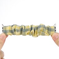 Elastisch scrunchie nylon bandje - Geel / Blauw - Geschikt voor Apple Watch 44mm / 45mm&nbsp;/ 46mm / 49mm