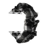 Elastisch scrunchie nylon bandje - Zwart / Wit - Geschikt voor Apple Watch 44mm / 45mm&nbsp;/ 46mm / 49mm