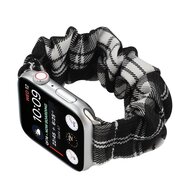 Elastisch scrunchie nylon bandje - Zwart / Wit - Geschikt voor Apple Watch 44mm / 45mm&nbsp;/ 46mm / 49mm