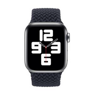 Braided Solo Loop nylon bandje - Maat: M - Donkerblauw - Geschikt voor Apple Watch 38mm / 40mm / 41mm / 42mm