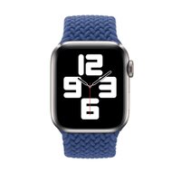 Braided Solo Loop nylon bandje - Maat: S - Blauw - Geschikt voor Apple Watch 44mm / 45mm&nbsp;/ 46mm / 49mm