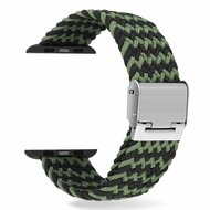 Braided nylon bandje - Zwart / Groen - Geschikt voor Apple Watch 38mm / 40mm / 41mm / 42mm