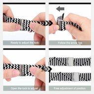 Braided nylon bandje - Zwart / Wit  - Geschikt voor Apple Watch 38mm / 40mm / 41mm / 42mm