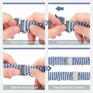 Braided nylon bandje - Blauw / Wit  - Geschikt voor Apple Watch 38mm / 40mm / 41mm / 42mm
