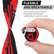 Braided nylon bandje - Rood met zwart - Geschikt voor Apple Watch 38mm / 40mm / 41mm / 42mm