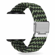 Braided nylon bandje - Zwart / Groen - Geschikt voor Apple Watch 44mm / 45mm&nbsp;/ 46mm / 49mm