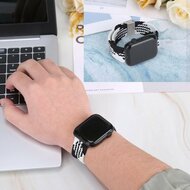 Braided nylon bandje - Zwart met wit - Geschikt voor Apple Watch 44mm / 45mm&nbsp;/ 46mm / 49mm
