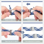 Braided nylon bandje - Blauw met wit - Geschikt voor Apple Watch 44mm / 45mm&nbsp;/ 46mm / 49mm